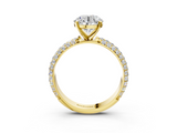 Yellow gold Round Solitaire with Pave Band and Four-Prong Setting_12