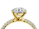 Yellow gold Round Solitaire with Pave Band and Four-Prong Setting_13