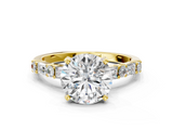 Yellow gold Round Solitaire with Side Baguettes and Channel Set Band_90