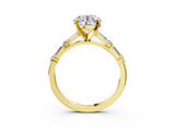 Yellow gold Round Solitaire with Side Baguettes and Channel Set Band_93