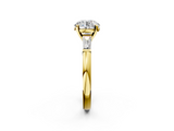 Yellow gold Round Solitaire with Tapered Baguette Side Stones on a Classic Band with Four-Prong Setting_135
