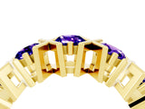 Yellow gold Round Tanzanite Channel Set Band with X-Prong Detail_10