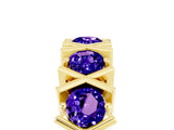Yellow gold Round Tanzanite Channel Set Band with X-Prong Detail_11
