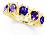Yellow gold Round Tanzanite Channel Set Band with X-Prong Detail_7
