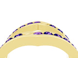 Yellow gold Round Tanzanite Channel-Set Chevron Band_10