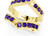 Yellow gold Round Tanzanite Channel-Set Chevron Band_7