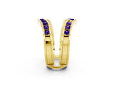 Yellow gold Round Tanzanite Channel-Set Chevron Band_8