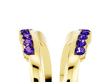 Yellow gold Round Tanzanite Chevron Contour Band with Prong Setting_11
