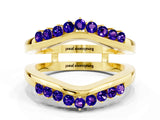 Yellow gold Round Tanzanite Chevron Contour Band with Prong Setting_6