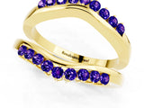 Yellow gold Round Tanzanite Chevron Contour Band with Prong Setting_7