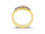 Yellow gold Round Tanzanite Chevron Contour Band with Prong Setting_9