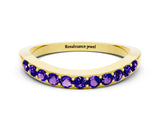 Yellow gold Round Tanzanite Curved Wedding Band with Channel Setting_6