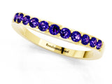 Yellow gold Round Tanzanite Curved Wedding Band with Channel Setting_7