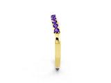 Yellow gold Round Tanzanite Curved Wedding Band with Channel Setting_8