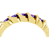Yellow gold Round Tanzanite Eternity Band with Twist Prong Setting_10