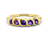 Yellow gold Round Tanzanite Eternity Band with Twist Prong Setting_6