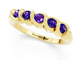 Yellow gold Round Tanzanite Eternity Band with Twist Prong Setting_7