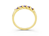 Yellow gold Round Tanzanite Eternity Band with Twist Prong Setting_9