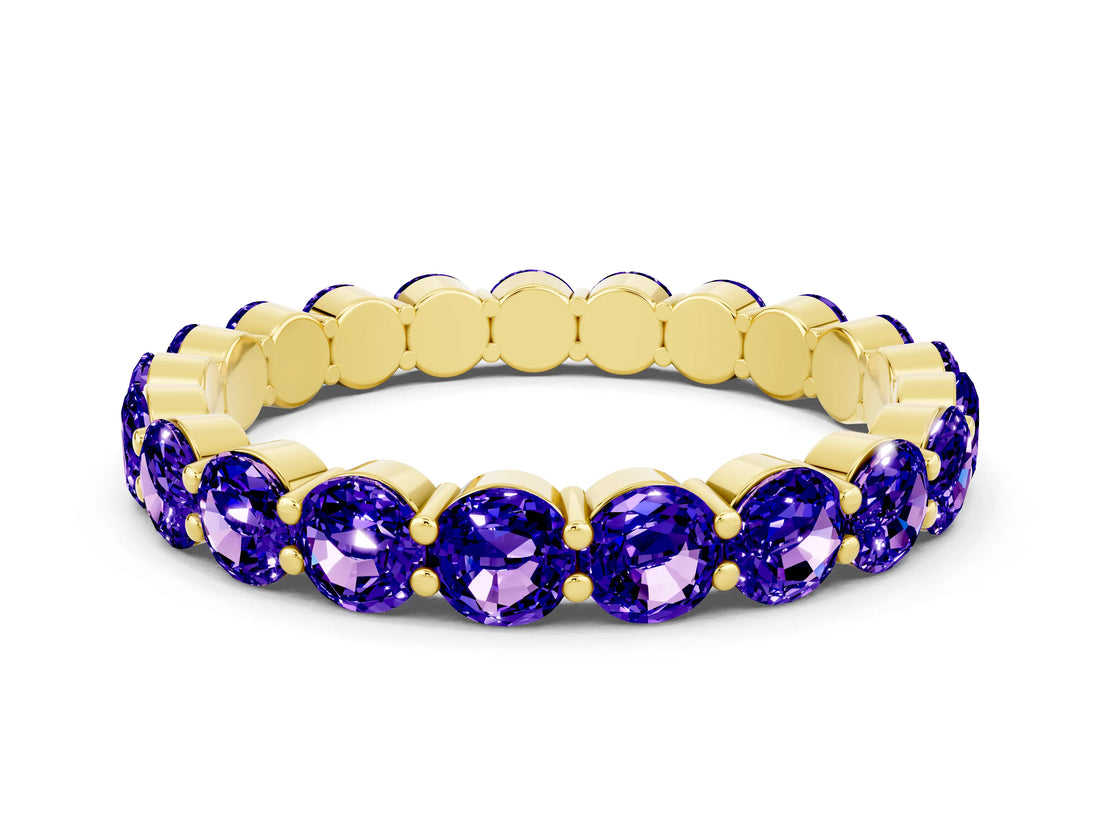 Yellow gold Round Tanzanite Eternity Band with U-Prong Setting_30