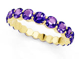 Yellow gold Round Tanzanite Eternity Band with U-Prong Setting_31