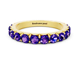 Yellow gold Round Tanzanite Half Eternity Band with Classic Prong Setting_6