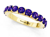 Yellow gold Round Tanzanite Half Eternity Band with Classic Prong Setting_7