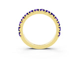 Yellow gold Round Tanzanite Half Eternity Band with Classic Prong Setting_9
