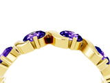 Yellow gold Round Tanzanite Half Eternity Band with Wave Prong Setting_10