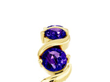 Yellow gold Round Tanzanite Half Eternity Band with Wave Prong Setting_11