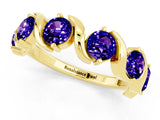 Yellow gold Round Tanzanite Half Eternity Band with Wave Prong Setting_7