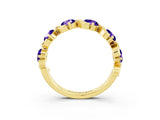Yellow gold Round Tanzanite Half Eternity Band with Wave Prong Setting_9