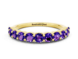 Yellow gold Round Tanzanite Half-Eternity Prong-Set Band_6