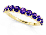 Yellow gold Round Tanzanite Half-Eternity Prong-Set Band_7
