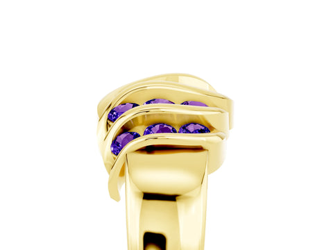Yellow gold Round Tanzanite Multi-Row Crossover Band_11