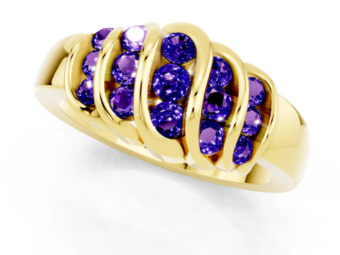 Yellow gold Round Tanzanite Multi-Row Crossover Band_7
