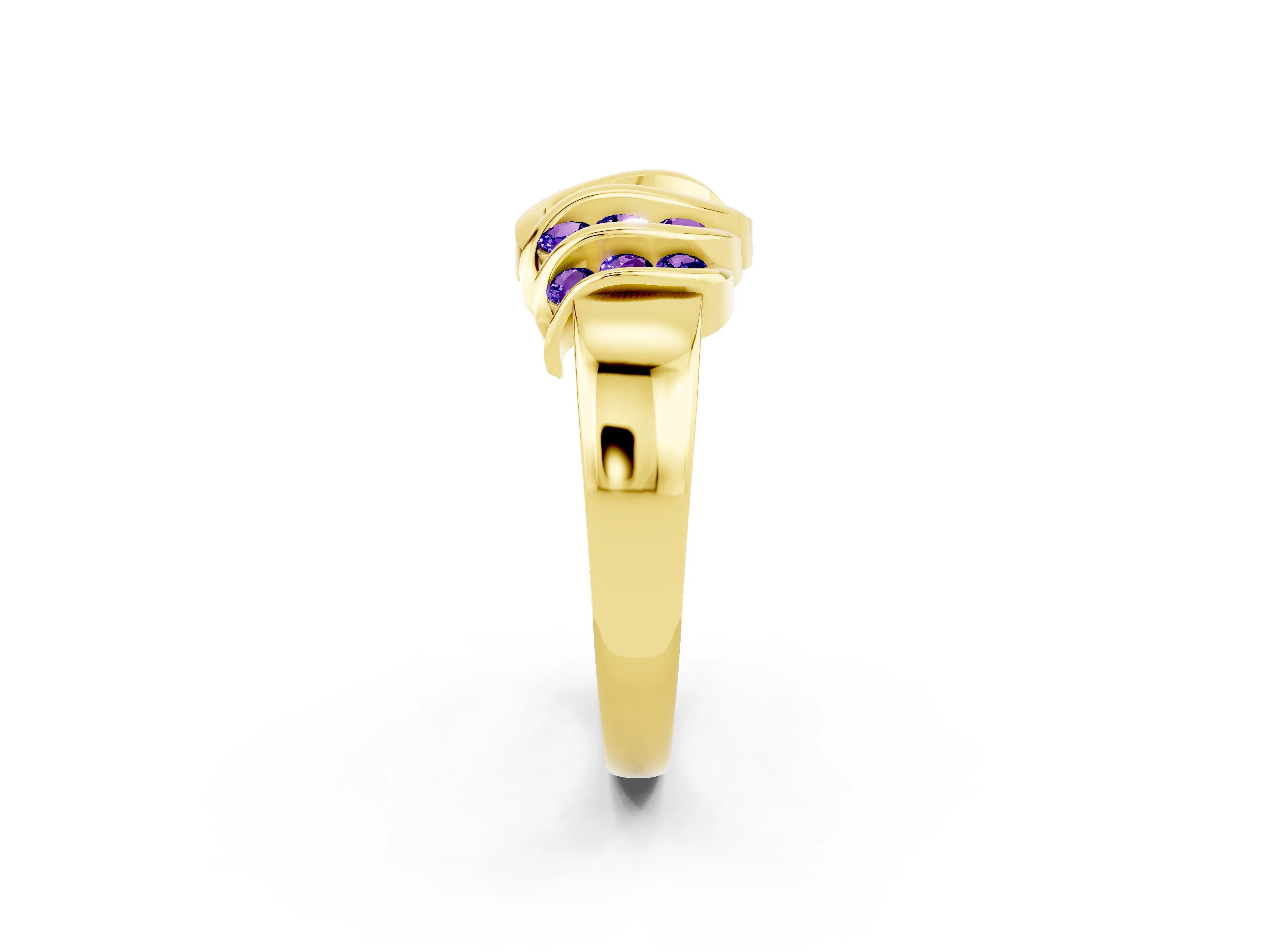 Yellow gold Round Tanzanite Multi-Row Crossover Band_8