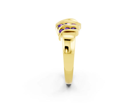Yellow gold Round Tanzanite Multi-Row Crossover Band_8