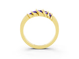 Yellow gold Round Tanzanite Multi-Row Crossover Band_9