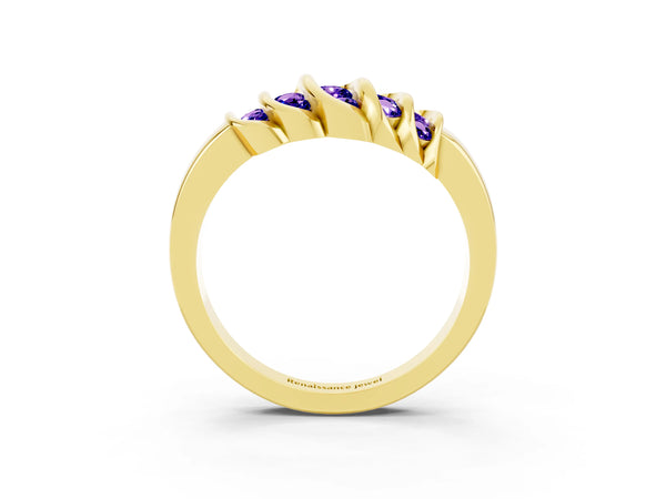 Yellow gold Round Tanzanite Multi-Row Crossover Band