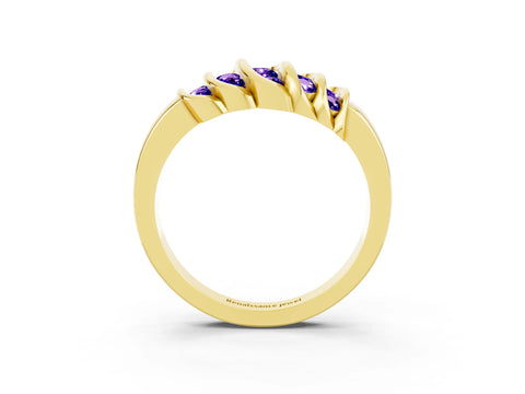 Yellow gold Round Tanzanite Multi-Row Crossover Band_9