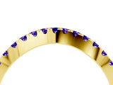 Yellow gold Round Tanzanite Pavé Curved Band with Shared Prong Setting_10