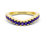 Yellow gold Round Tanzanite Pavé Curved Band with Shared Prong Setting_6