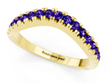 Yellow gold Round Tanzanite Pavé Curved Band with Shared Prong Setting_7