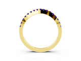 Yellow gold Round Tanzanite Pavé Curved Band with Shared Prong Setting_9
