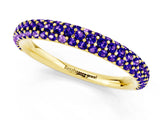 Yellow gold Round Tanzanite Pavé Eternity Band with Shared Prong Setting_7