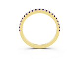 Yellow gold Round Tanzanite Pavé Half Eternity Band with Shared Prong Setting_9