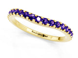 Yellow gold Round Tanzanite Pavé Set Curved Wedding Band_7