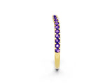 Yellow gold Round Tanzanite Pavé Set Curved Wedding Band_8