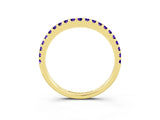 Yellow gold Round Tanzanite Pavé Set Curved Wedding Band_9