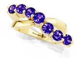 Yellow gold Round Tanzanite Prong-Set Crossover Band_7